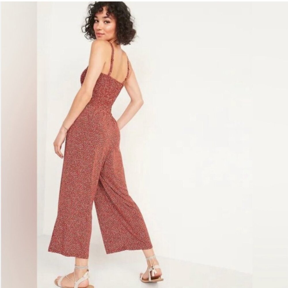 Old Navy Red Patterned Jumpsuit